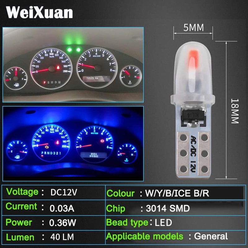 WeiXuan 10pcs Dash Lights PC74 Twist Locket Socket Wedge T5 LED Bulb 37 74 2721,Dashboard Instrument Cluster Bulbs (Red) - Image 4
